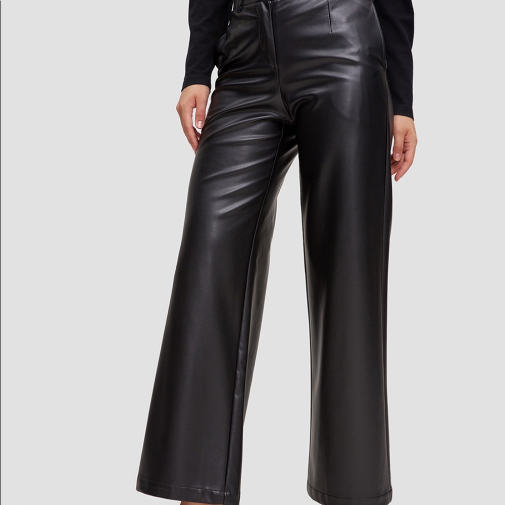 Wide leg leather pants